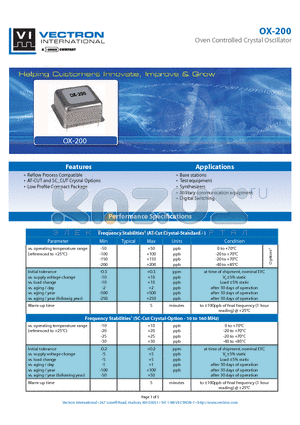 OX-2001-DEJ-108 datasheet - Oven Controlled Crystal Oscillator