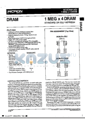 MT4C4001JTG-7 datasheet - standard or self refresh