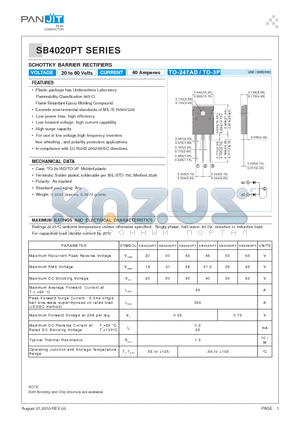 SB4030PT datasheet - SCHOTTKY BARRIER RECTIFIERS