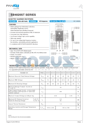 SB4020ST datasheet - SCHOTTKY BARRIER RECTIFIERS