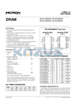 MT4C4M4E9DJ datasheet - 4 MEG x 4 EDO DRAM