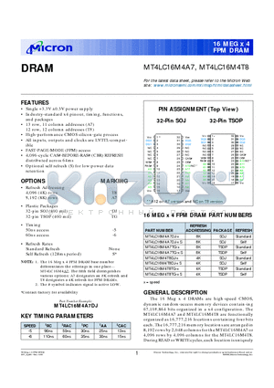 MT4LC16M4A7DJ-6S datasheet - DRAM