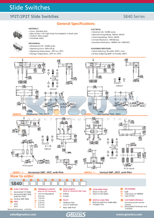 SB40H2G32CLVTBUU datasheet - 1P2T/2P2Y Slide Switches