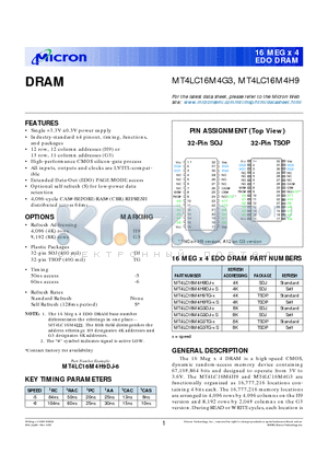 MT4LC16M4G3DJ-5 datasheet - DRAM