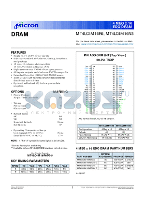 MT4LC4M16R6TG-5 datasheet - DRAM