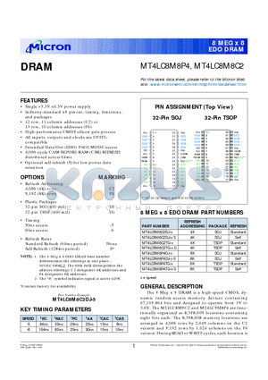 MT4LC8M8C2DJ-6 datasheet - DRAM