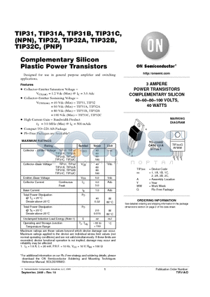 TIP32 datasheet - Complementary Silicon Plastic Power Transistors