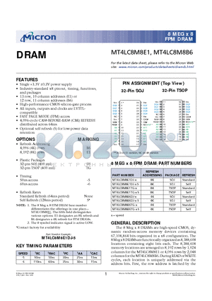 MT4LC8M8E1TG-5S datasheet - DRAM