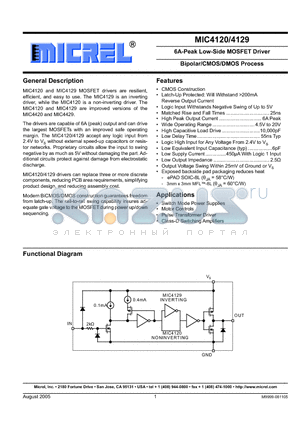 MIC4120 datasheet - 6A-Peak Low-Side MOSFET Driver