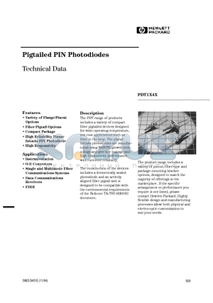 PDT1441-BI-SC datasheet - Pigtailed PIN Photodiodes