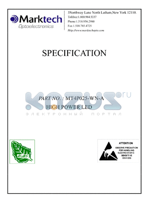 MT4P025-WN-A datasheet - HIGH POWER LED