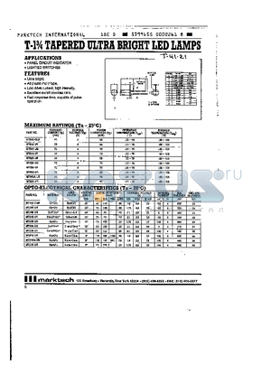 MT540-UY datasheet - T-1 3/4 TAPERED ULTRA BRIGHT LED LAMPS