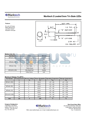 MT5491A-URG datasheet - Marktech 2 Leaded 5mm Tri−State LEDs