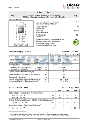 TIP32_07 datasheet - General Purpose Silicon Power Transistors