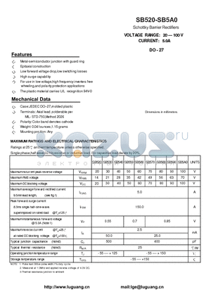 SB520 datasheet - Schottky Barrier Rectifiers