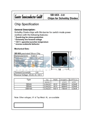 SB520-2.0 datasheet - Chips for Schottky Diodes