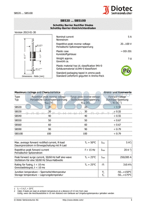 SB520_13 datasheet - Schottky Barrier Rectifier Diodes