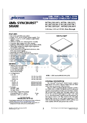 MT58L128V32F1 datasheet - 4Mb: 256K x 18, 128K x 32/36 FLOW-THROUGH SYNCBURST SRAM