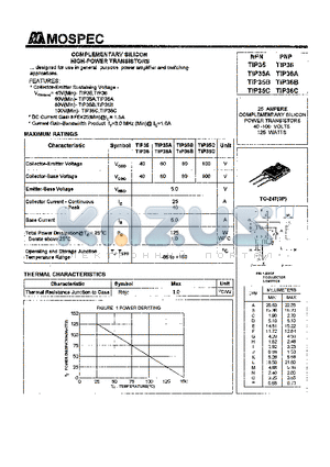TIP35 datasheet - POWER TRANSISTORS(25A,40-100V,125W)