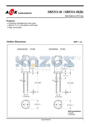 SB5311-H datasheet - High Brightness LED Lamp