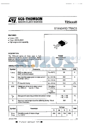 T1012SH datasheet - STANDARD TRIACS