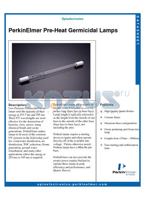 PREHEAT datasheet - PerkinElmer Pre-Heat Germicidal Lamps