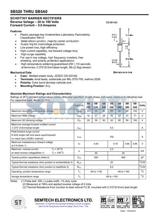 SB540 datasheet - SCHOTTKY BARRIER RECTIFIERS