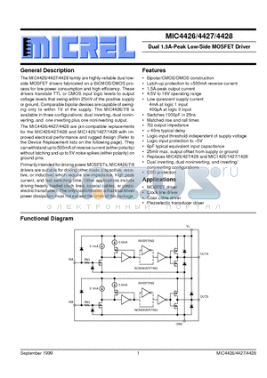 MIC4427BM datasheet - Dual 1.5A-Peak Low-Side MOSFET Driver