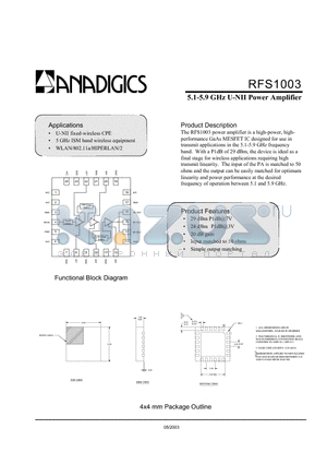 PRFS-1003-0009 datasheet - 5.1-5.9 GHz U-NII Power Amplifier