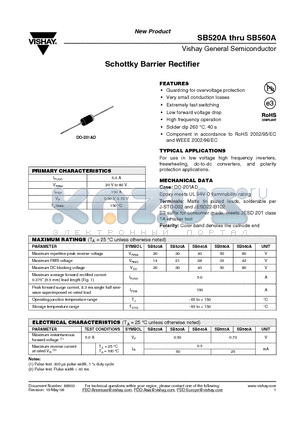 SB540A-E3/54 datasheet - Schottky Barrier Rectifier