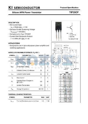 TIP35CF datasheet - Silicon NPN Power Transistor