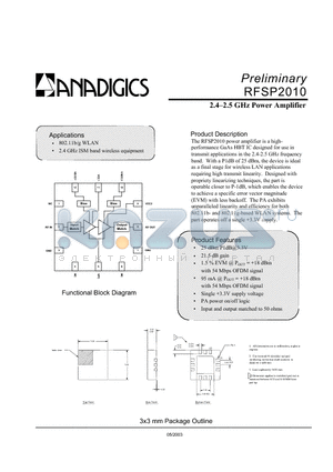 PRFS-P2010-009 datasheet - 2.4-2.5 GHz Power Amplifier