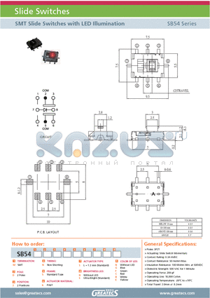 SB54MD2NS6SNG datasheet - SMT Slide Switches with LED Illumination