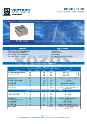 OX-3011-EAE-208 datasheet - Oven Controlled Crystal Oscillator
