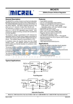 MIC4576-5.0BT datasheet - 200kHz Simple 3A Buck Regulator