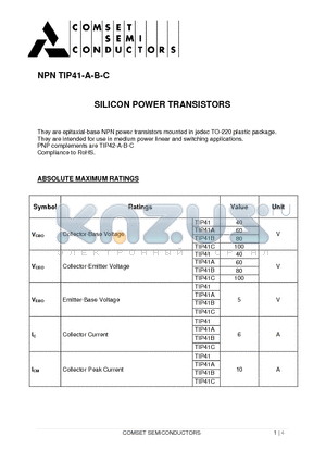 TIP41C datasheet - SILICON POWER TRANSISTORS