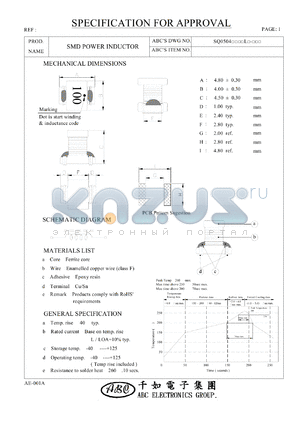 SQ0504330ML datasheet - SMD POWER INDUCTOR