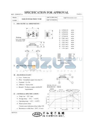 SQ0703220KL datasheet - SMD POWER INDUCTOR