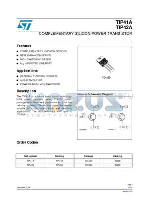 TIP42A datasheet - COMPLEMENTARY SILICON POWER TRANSISTOR