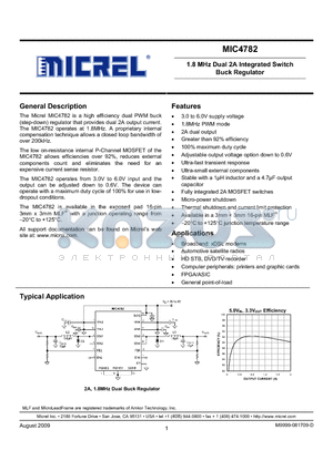 MIC4782 datasheet - 1.8 MHz Dual 2A Integrated Switch Buck Regulator