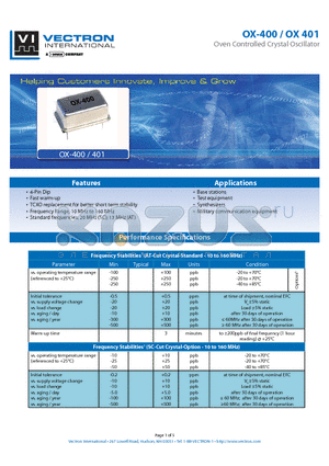 OX-4011-EEE-107 datasheet - Oven Controlled Crystal Oscillator