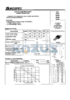 TIP47 datasheet - POWER TRANSISTORS(1.0A,250-400V,40W)