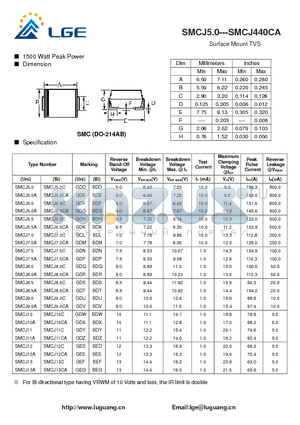 SMCJ10 datasheet - Surface Mount TVS