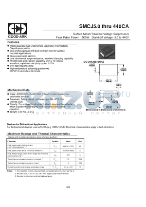 SMCJ100 datasheet - Surface Mount Transient Voltage Suppressors