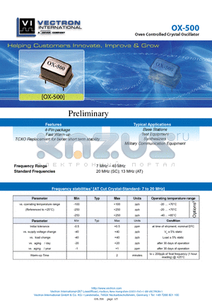 OX-40X0-DAP-5080-10 datasheet - Oven Controlled Crystal Oscillator