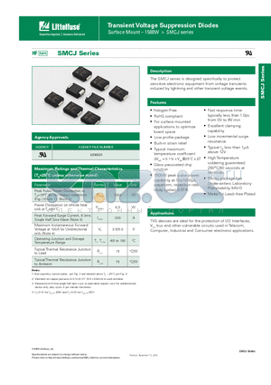 SMCJ100CA datasheet - Silicon Avalanche Diodes - 1500W Surface Mount Transient Voltage Supressors