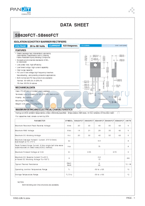 SB620FCT_04 datasheet - ISOLATION SCHOTTKY BARRIER RECTIFIERS