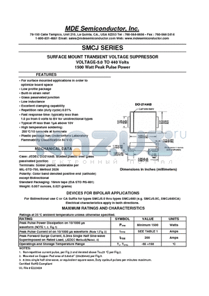 SMCJ10A datasheet - SURFACE MOUNT TRANSIENT VOLTAGE SUPPRESSOR