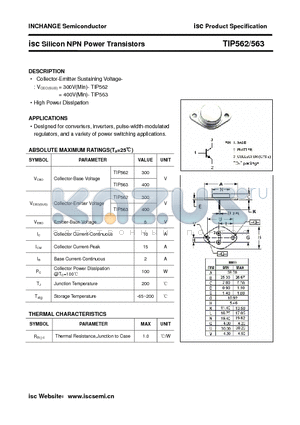 TIP562 datasheet - isc Silicon NPN Power Transistors