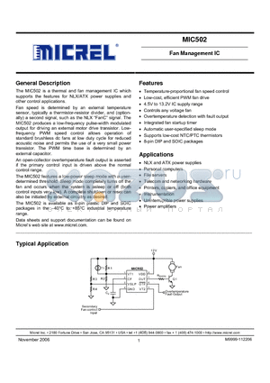 MIC502YM datasheet - Fan Management IC